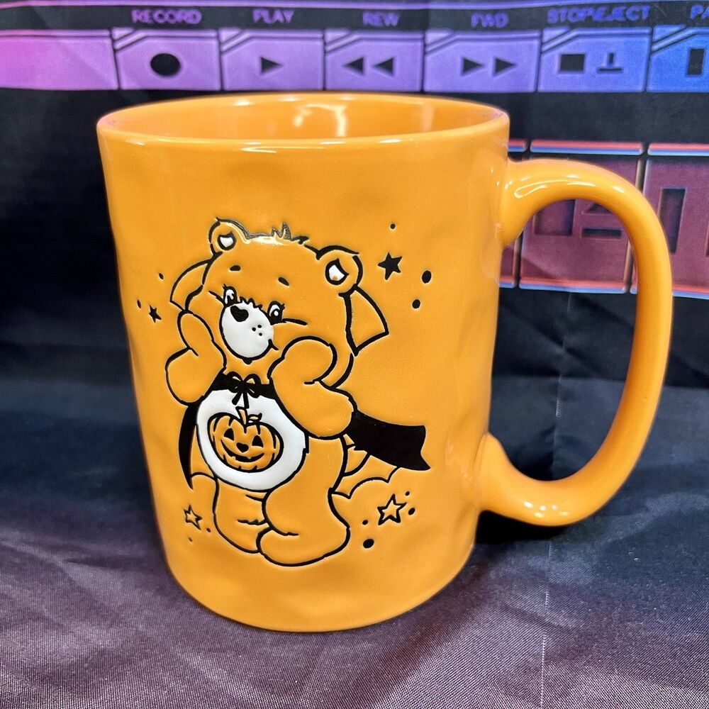 CARE BEAS Halloween Mug Double Sided Embossed Witch & Vampire Coffee Mug NWOT!